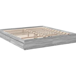 Lits & Accessoires-vidaXL Cadre de lit avec tiroirs sans matelas 200x200 cm Sonoma gris