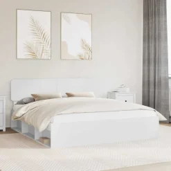 Lits & Accessoires-vidaXL Cadre de lit avec tête de lit 200 x 200 cm Pin massif Blanc