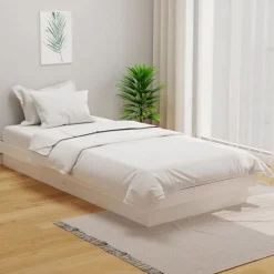 Lits & Accessoires-vidaXL Cadre de lit Bois massif 90x200 cm Blanc