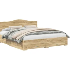 Ensembles De Meubles-vidaXL Cadre de lit Chêne Sonoma 200 x 200 cm Bois d'ingénierie Ch&ecirc;ne sonoma