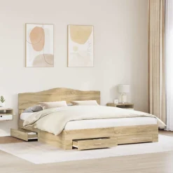Ensembles De Meubles-vidaXL Cadre de lit Chêne Sonoma 200 x 200 cm Bois d'ingénierie Ch&ecirc;ne sonoma