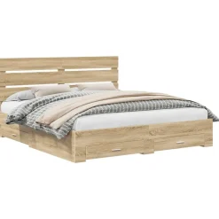 Ensembles De Meubles-vidaXL Cadre de lit Chêne Sonoma 200 x 200 cm Bois d'ingénierie Ch&ecirc;ne sonoma