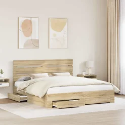 Ensembles De Meubles-vidaXL Cadre de lit Chêne Sonoma 200 x 200 cm Bois d'ingénierie Ch&ecirc;ne sonoma
