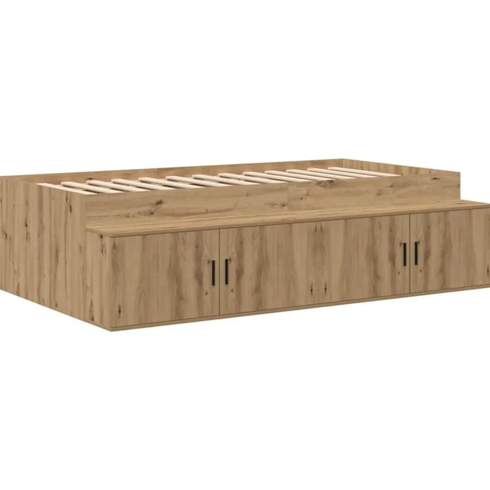 Lits & Accessoires-vidaXL Cadre de lit Chêne artisanal 90 x 200 cm Bois d'ingénierie chêne artisanal