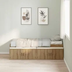 Lits & Accessoires-vidaXL Cadre de lit Chêne artisanal 90 x 200 cm Bois d'ingénierie chêne artisanal