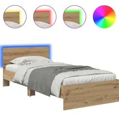 Lits & Accessoires-vidaXL Cadre de lit Chêne artisanal 100 x 200 cm Bois d'ingénierie chêne artisanal
