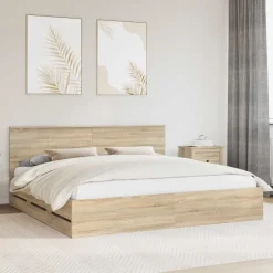 Ensembles De Meubles-vidaXL Cadre de lit Chêne Sonoma 200 x 200 cm Bois Ingénierie Ch&ecirc;ne sonoma
