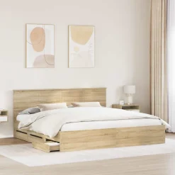 Ensembles De Meubles-vidaXL Cadre de lit Chêne Sonoma 200 x 200 cm Bois Ingénierie Chêne sonoma