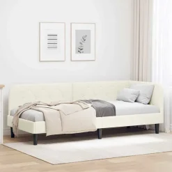 vidaXL Cadre de lit d'angle Crème 80 x 200 cm Velours