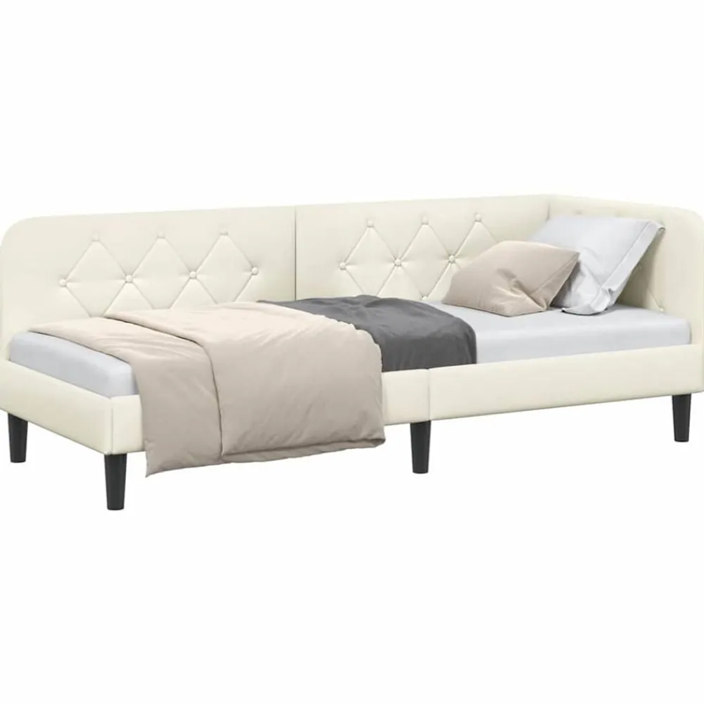 vidaXL Cadre de lit d'angle Crème 80 x 200 cm Velours