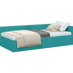 Lits & Accessoires-vidaXL Cadre de lit d'angle 80 cm x 200 cm Velours Turquoise