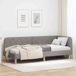 Lits & Accessoires-vidaXL Cadre de lit d'angle 80 x 200 cm tissu Taupe