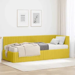 vidaXL Cadre de lit d'angle avec matelas 2 pcs Velours