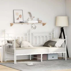 Lits & Accessoires-vidaXL Cadre de lit de jour 75 x 190 cm Acier Blanc