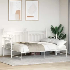 Lits & Accessoires-vidaXL Cadre de lit de jour 75 x 190 cm Acier Blanc