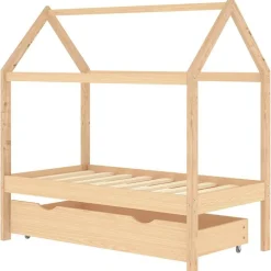 Mobilier Pour Bébés & Tout-Petits-vidaXL Cadre de lit d'enfant avec tiroir Bois de pin massif 70x140 cm Marron