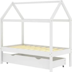 Mobilier Pour Bébés & Tout-Petits-vidaXL Cadre de lit d'enfant avec un tiroir Pin massif 70x140 cm Blanc