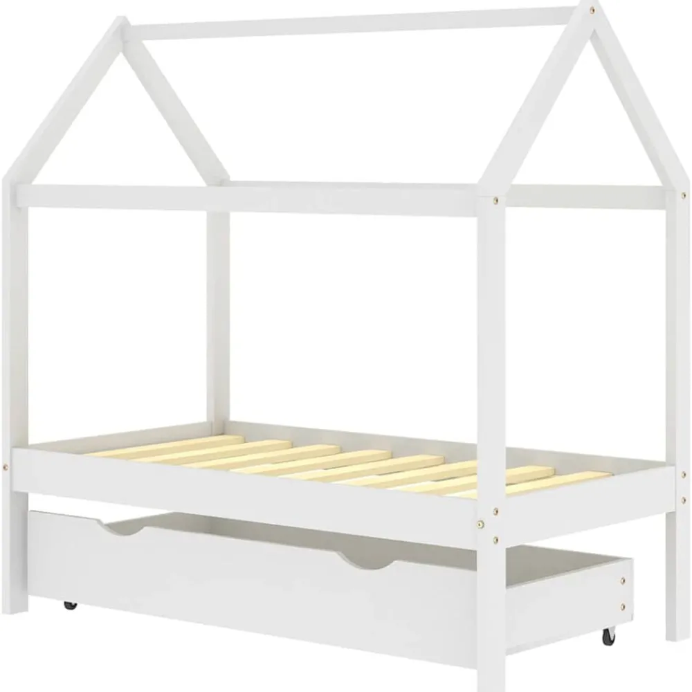 Mobilier Pour Bébés & Tout-Petits-vidaXL Cadre de lit d'enfant avec un tiroir Pin massif 70x140 cm Blanc
