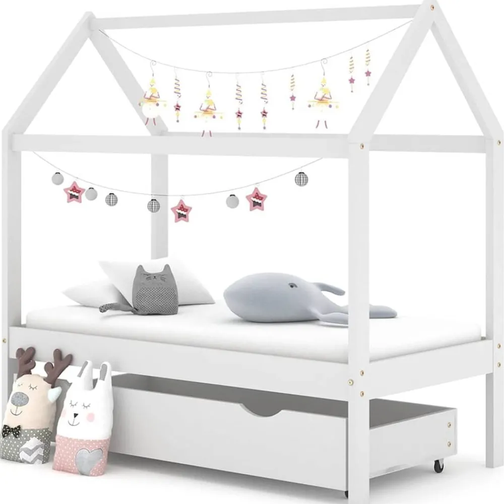 Mobilier Pour Bébés & Tout-Petits-vidaXL Cadre de lit d'enfant avec un tiroir Pin massif 70x140 cm Blanc