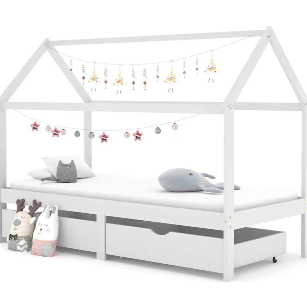 vidaXL Cadre de lit d'enfant avec tiroirs Pin massif 90x200 cm