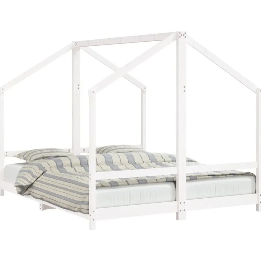 Mobilier Pour Bébés & Tout-Petits-vidaXL Cadre de lit d'enfant 2x(80x200) cm bois de pin massif Blanc