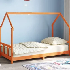 vidaXL Cadre de lit d'enfants cire marron 90x190 cm bois de pin massif