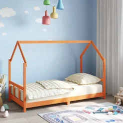 vidaXL Cadre de lit d'enfants cire marron 90x190 cm bois de pin massif