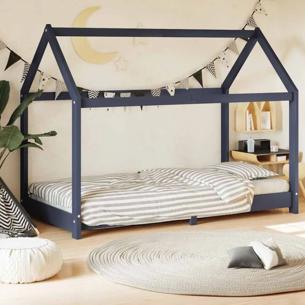 Mobilier Pour Bébés & Tout-Petits-vidaXL Cadre de lit d'enfant Bois de pin massif 70x140 cm Gris