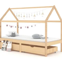 Mobilier Pour Bébés & Tout-Petits-vidaXL Cadre de lit d'enfant avec tiroirs Bois de pin massif 90x200 cm Marron