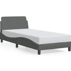 Lits & Accessoires-vidaXL Cadre de lit Dover 80x200 cm tissu Gris foncé