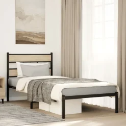 Lits & Accessoires-vidaXL Cadre de lit en métal sans matelas chêne sonoma 75x190 cm Ch&ecirc;ne sonoma
