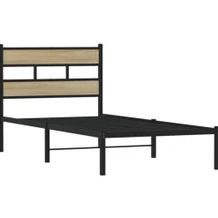 Lits & Accessoires-vidaXL Cadre de lit en métal sans matelas chêne sonoma 75x190 cm Ch&ecirc;ne sonoma