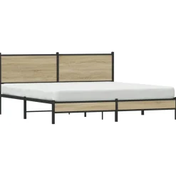 Lits & Accessoires-vidaXL Cadre de lit en métal sans matelas chêne sonoma 180x200 cm Ch&ecirc;ne sonoma