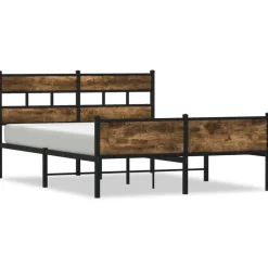vidaXL Cadre de lit en métal sans matelas chêne fumé 160x200 cm