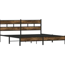 Lits & Accessoires-vidaXL Cadre de lit en métal sans matelas chêne fumé 183x213 cm Ch&ecirc;ne fumé