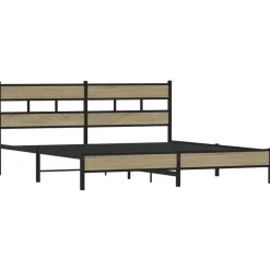 Lits & Accessoires-vidaXL Cadre de lit en métal sans matelas chêne sonoma 180x200 cm Ch&ecirc;ne sonoma