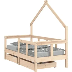 Mobilier Pour Bébés & Tout-Petits-vidaXL Cadre de lit enfant avec tiroirs 70x140 cm bois de pin massif Naturel