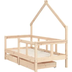 Mobilier Pour Bébés & Tout-Petits-vidaXL Cadre de lit enfant avec tiroirs 70x140 cm bois de pin massif Naturel