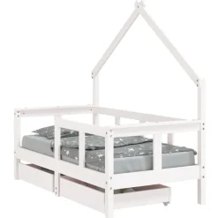 vidaXL Cadre de lit enfant tiroirs 70x140 cm bois de pin massif