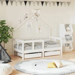 vidaXL Cadre de lit enfant tiroirs 70x140 cm bois de pin massif