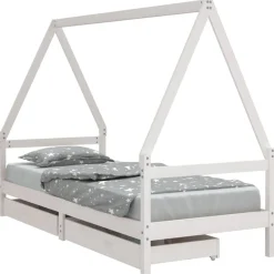Mobilier Pour Bébés & Tout-Petits-vidaXL Cadre de lit enfant tiroirs 80x200 cm bois de pin massif Blanc