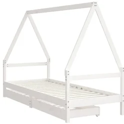 Mobilier Pour Bébés & Tout-Petits-vidaXL Cadre de lit enfant tiroirs 80x200 cm bois de pin massif Blanc