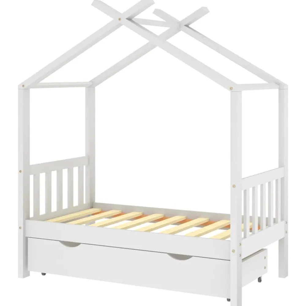 Mobilier Pour Bébés & Tout-Petits-vidaXL Cadre de lit enfant avec tiroir pin massif 70x140 cm Blanc