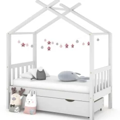 Mobilier Pour Bébés & Tout-Petits-vidaXL Cadre de lit enfant avec tiroir pin massif 70x140 cm Blanc