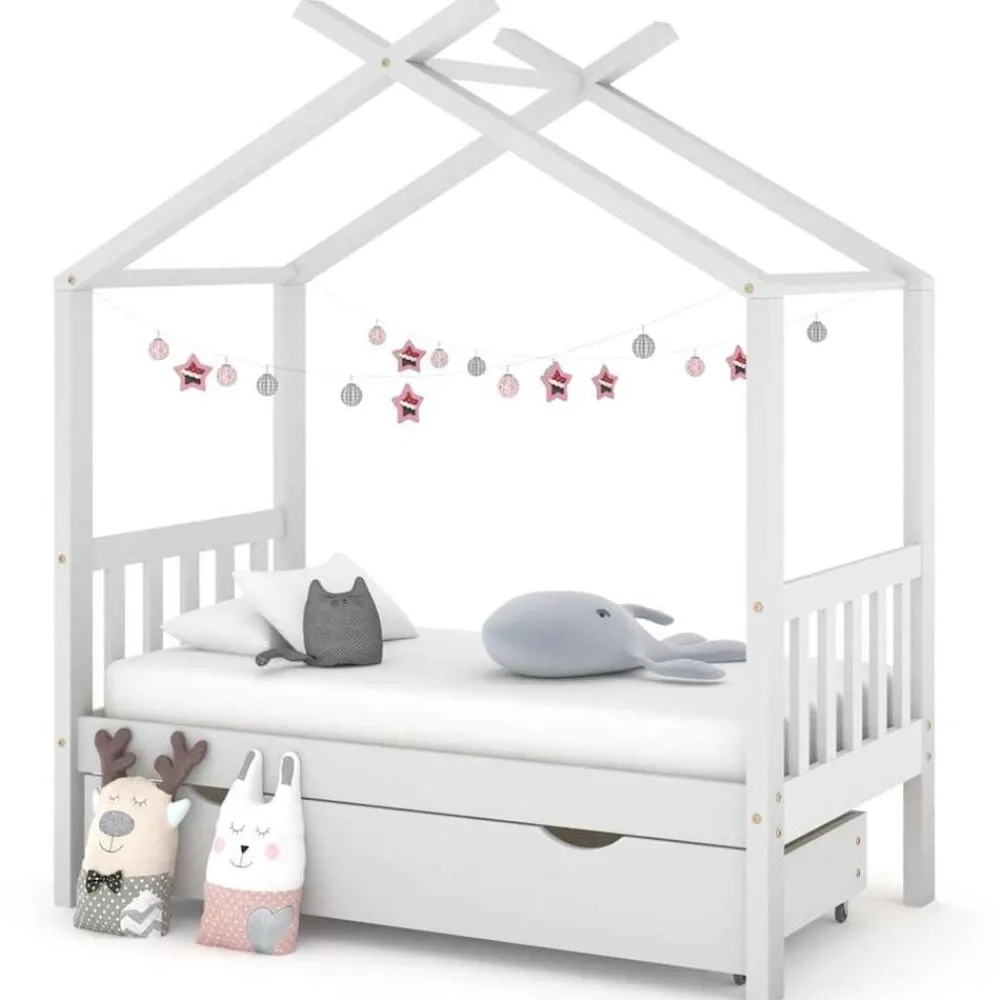 Mobilier Pour Bébés & Tout-Petits-vidaXL Cadre de lit enfant avec tiroir pin massif 70x140 cm Blanc