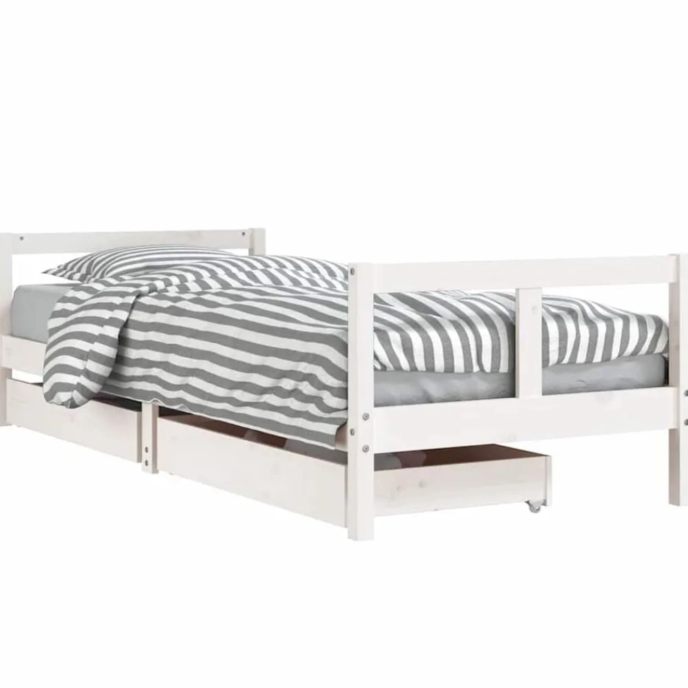 Mobilier Pour Bébés & Tout-Petits-vidaXL Cadre de lit enfant tiroirs 80x200 cm bois de pin massif Blanc