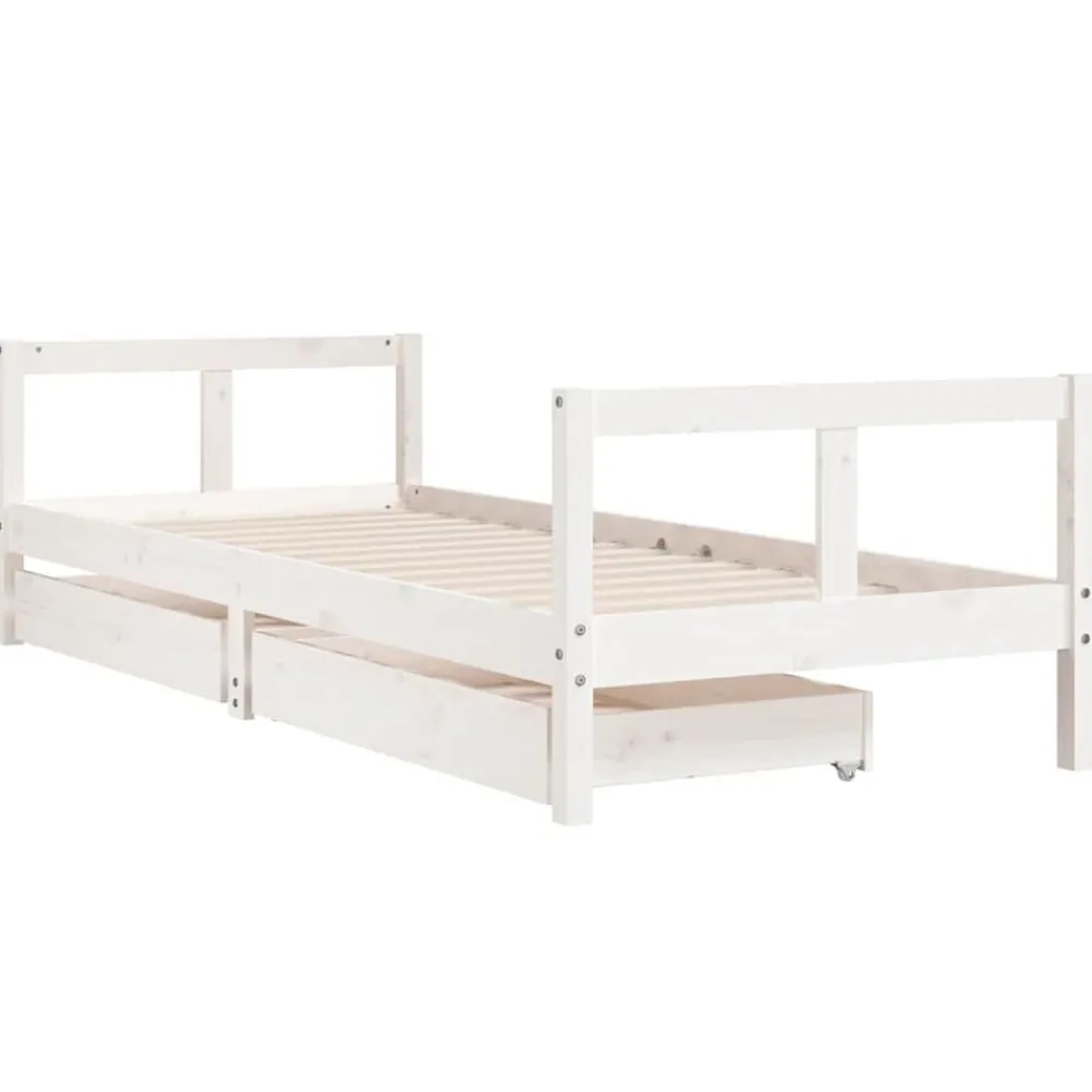 Mobilier Pour Bébés & Tout-Petits-vidaXL Cadre de lit enfant tiroirs 80x200 cm bois de pin massif Blanc