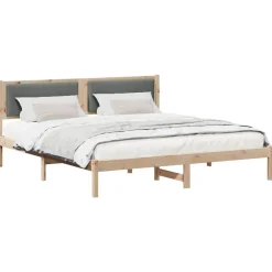 Lits & Accessoires-vidaXL Cadre de lit Gris foncé 180 x 200 cm Pin massif Naturel et gris foncé
