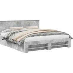 Ensembles De Meubles-vidaXL Cadre de lit 200 x 200 cm Bois d'ingénierie Gris béton