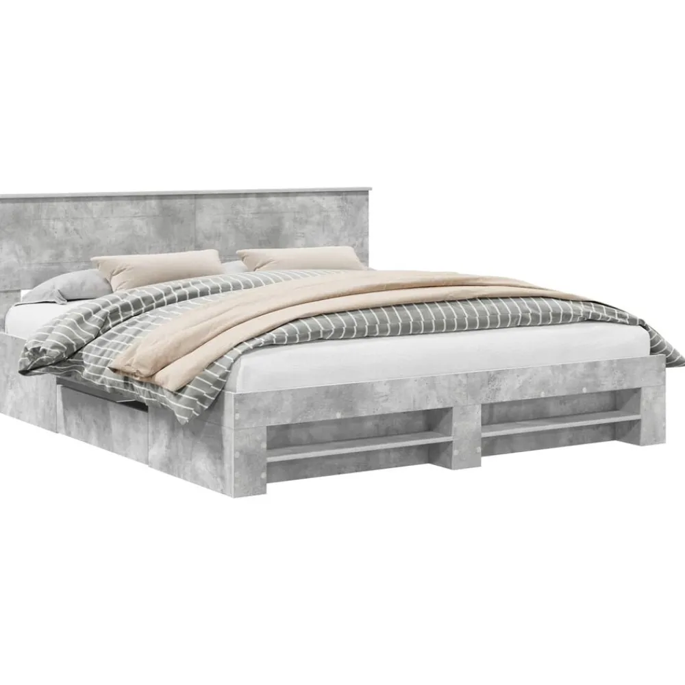 Ensembles De Meubles-vidaXL Cadre de lit 200 x 200 cm Bois d'ingénierie Gris béton